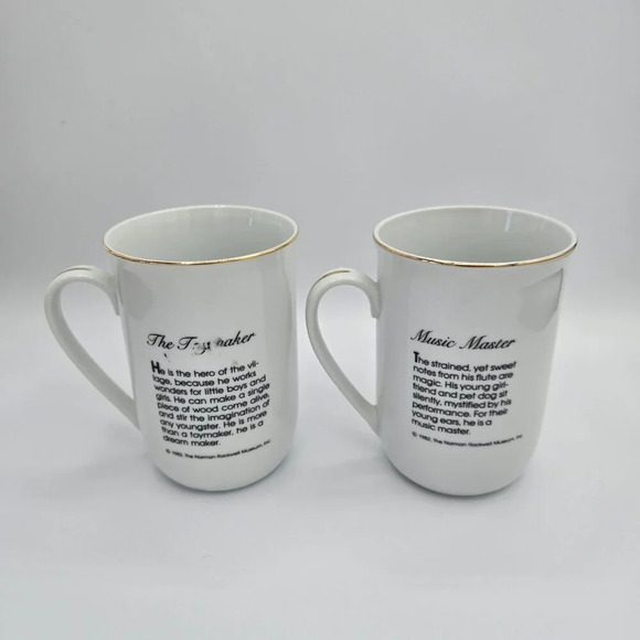 Mugs Norman Rockwell vintage Museum Porcelain Coffee Tea Cups Mugs 1982 Set - Picture 11 of 11